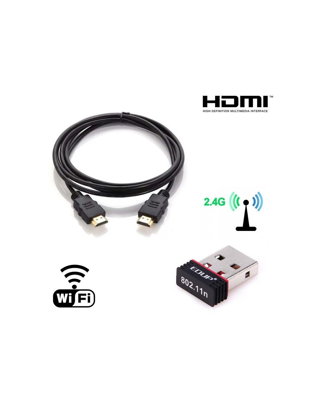 Cable HDMI + USB WiFi