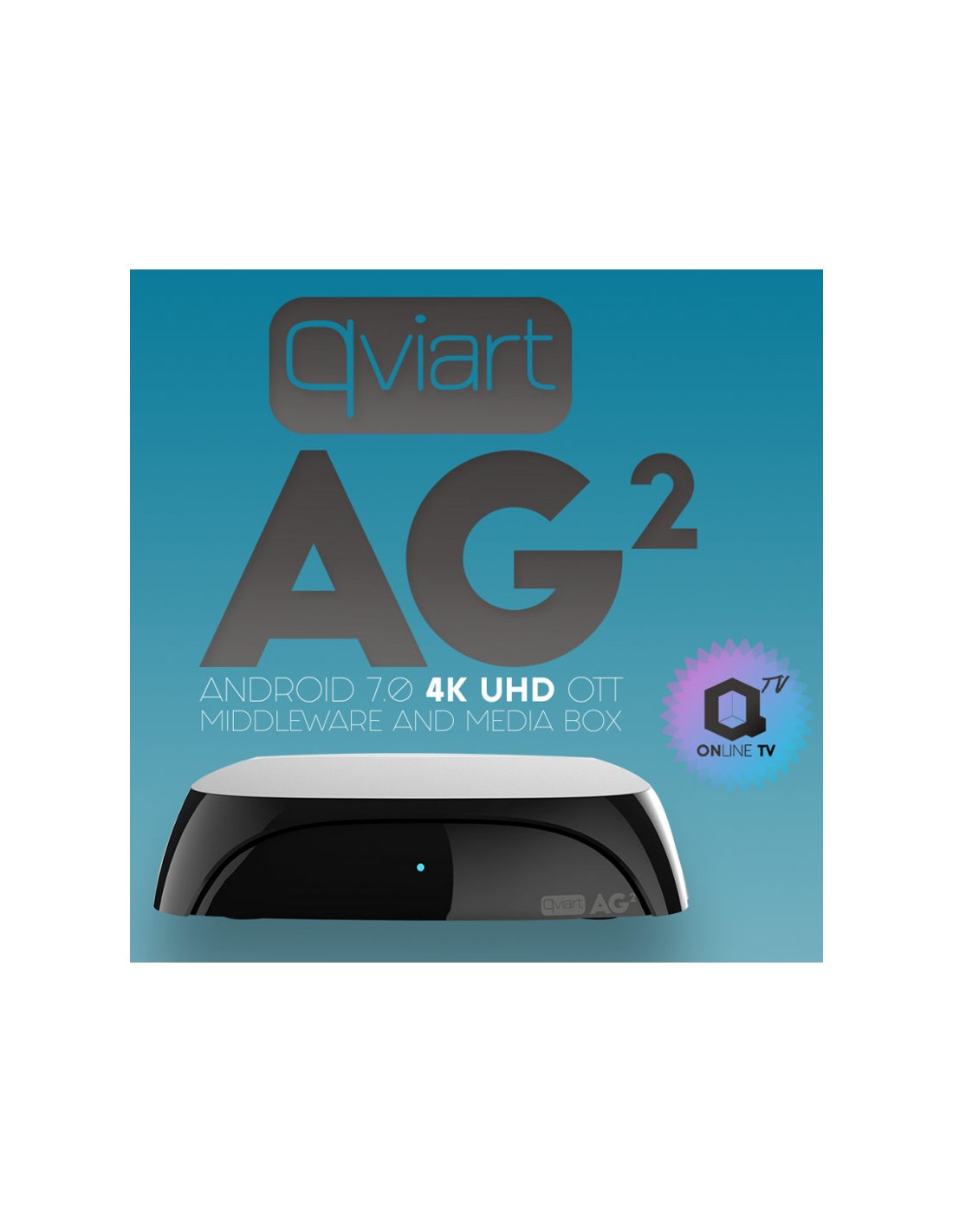 Receptor IPTV QVIART AG2, 4K, Android 7, Wi-Fi, Bluetooth, color Negro