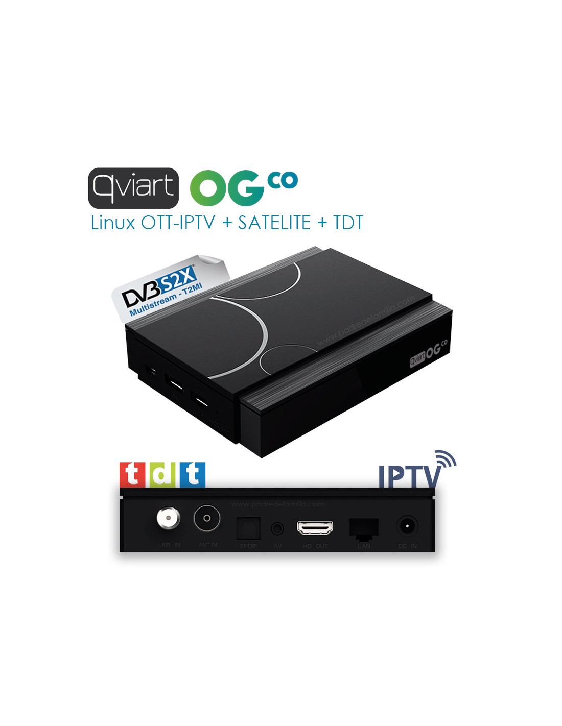 Receptor Combo Linux IPTV, HD,H.265, Wifi USB opcional.