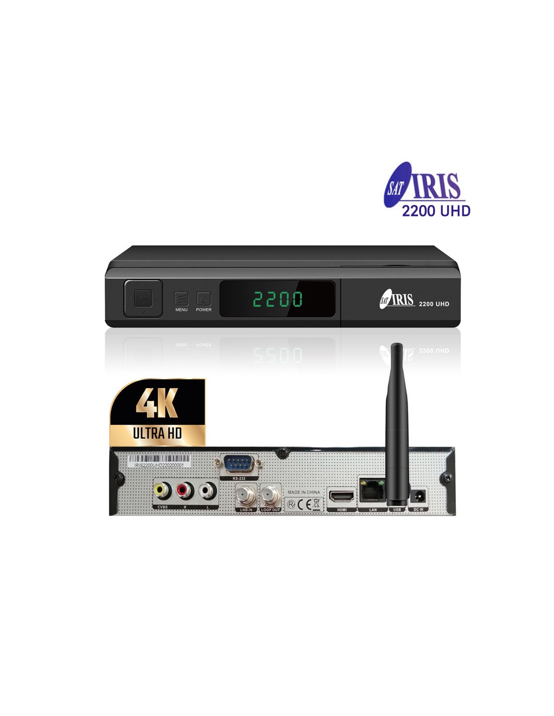 Receptor Satelite Iris 2200UHD-4K - Calidad 4K - WiFi