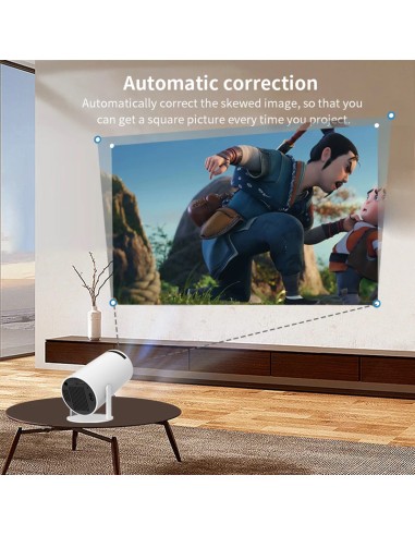 Proyector portátil de televisión con Android integrado. Corrección automática