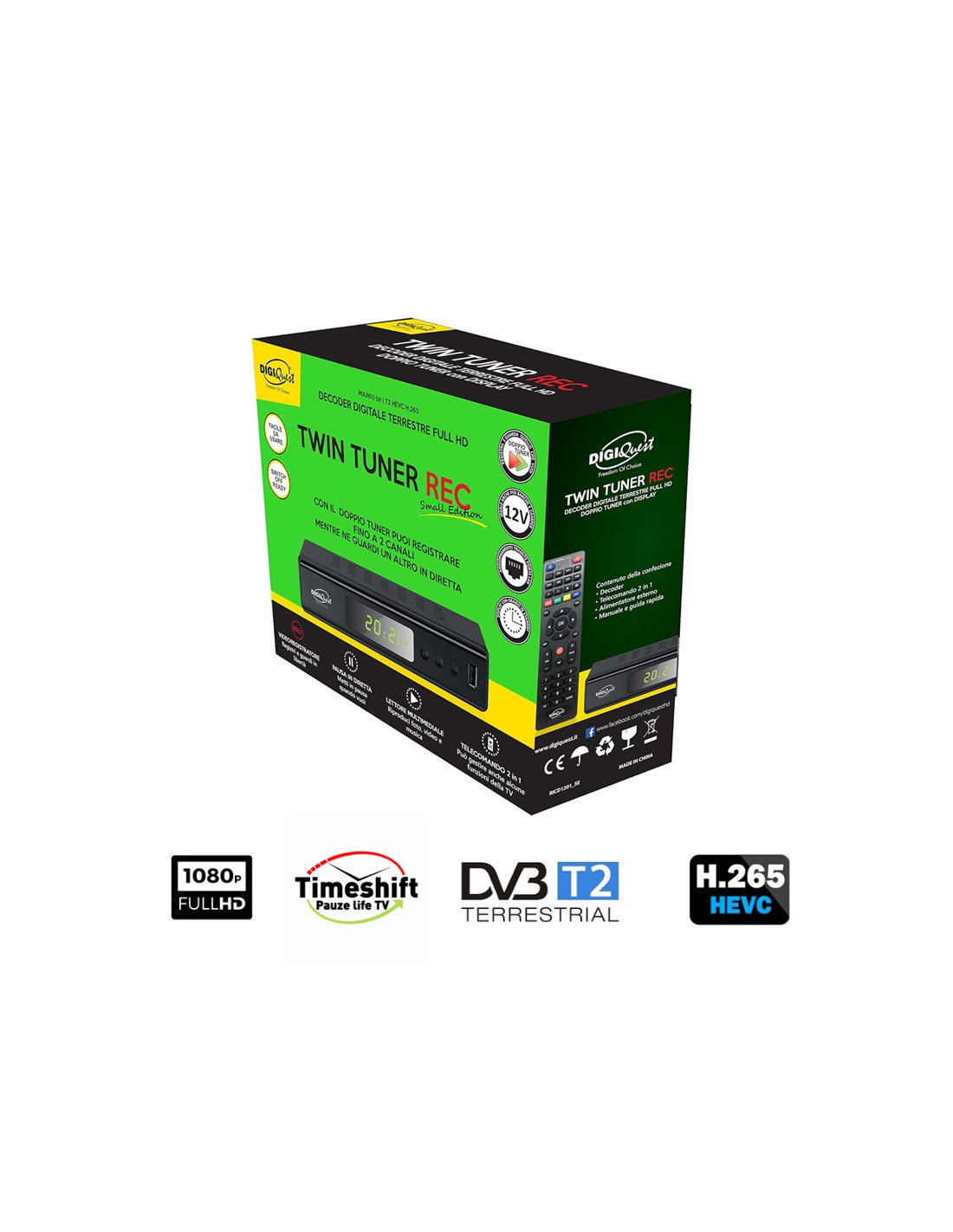 SPARK - Receptor-Grabador TDT-T2 Mando Distancia USB 2.0 HDMI DVB-T2 FULL HD