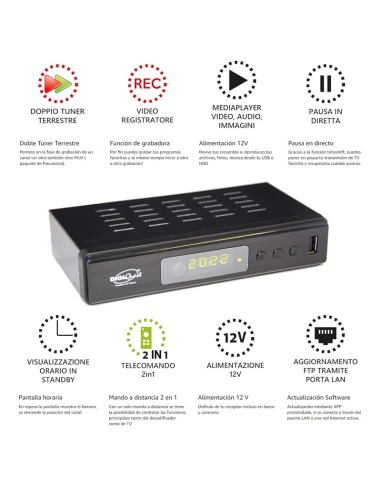 Receptor DVB-T2 FULL HD con doble sintonizador