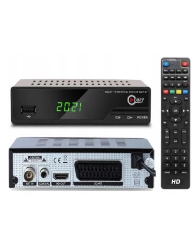 Receptor TDT HD Odin SMT-01 receptor frontal, trasera y mando