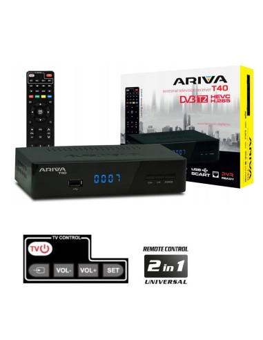 Receptor TDT HD Ferguson Ariva T40 carcasa metálica frontal botonera