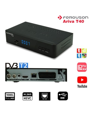 Receptor TDT (DVB-T2) Funcion Timeshift, Full HD, H.265