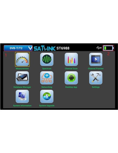 Medidor de señal Satlink ST-6988 Pantalla principal