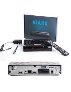 Viark HD SAT H265 frontal y trasera lnb-in Euroconector Coax USB LAN HDMI Scart RS-232 2