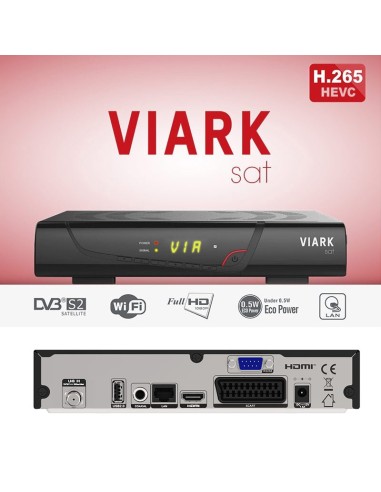 Viark HD SAT H265 frontal y trasera lnb-in Euroconector Coax USB LAN HDMI Scart RS-232