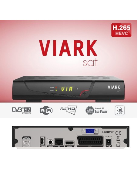 Viark HD SAT H265 frontal y trasera lnb-in Euroconector Coax USB LAN HDMI Scart RS-232 Viark HD SAT H265 frontal y trasera lnb-in Euroconector Coax USB LAN HDMI Scart RS-232