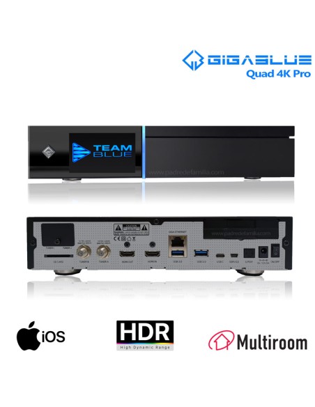 GigaBlue UHD Quad 4K Pro - Frontal, tarjeteros, USB GigaBlue UHD Quad 4K Pro - Frontal, tarjeteros, USB