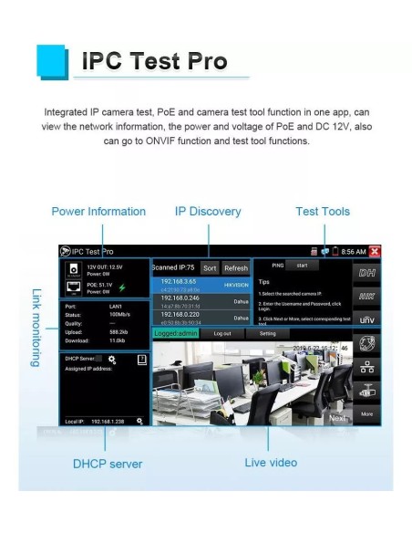 Comprobador de cámaras CCTV y Cables Noyafa NF-IPC715 - Prueba IPC test Comprobador de cámaras CCTV y Cables Noyafa NF-IPC715 - Prueba IPC test