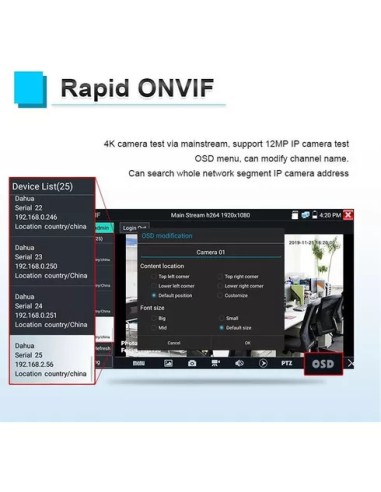 Comprobador de cámaras CCTV y Cables Noyafa NF-IPC715 - OSD ONVIF