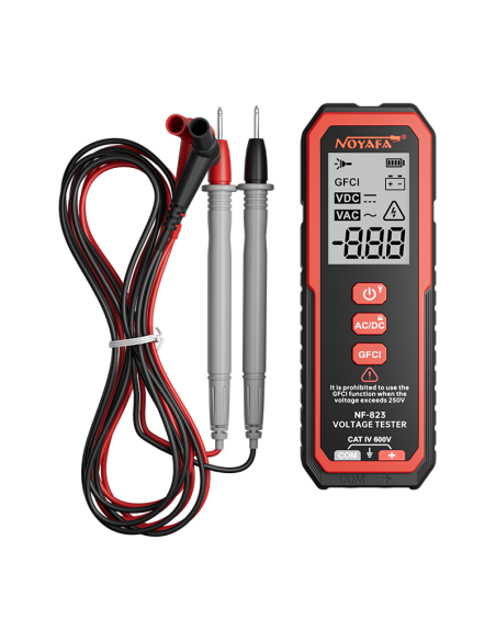 Detector Corriente Alterna y Corriente Continua Noyafa NF823 | Función GFCI | Pantalla visualización | Cables incluidos