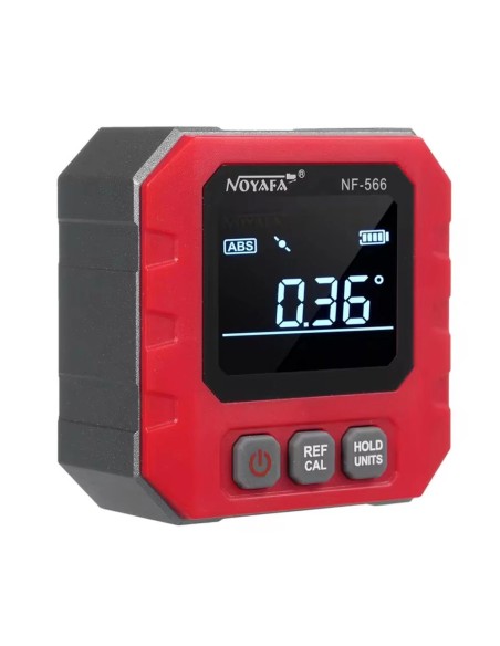 Inclinómetro digital Noyafa NF566 | Pantalla datos Nivel, batería, medición grados | Encender/apagar, REF, HOLD UNITS Inclinómetro digital Noyafa NF566 | Pantalla datos Nivel, batería, medición grados | Encender/apagar, REF, HOLD UNITS