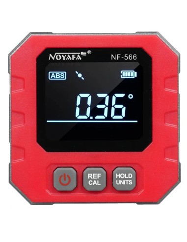 Inclinómetro digital Noyafa NF566 | Pantalla medición grados °, mm/m, % y in/ft | Encender/apagar, REF, HOLD UNITS