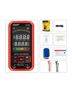Multímetro digital Noyafa NF625 | Pantalla display visualización, botones, carcasa, lateral 2