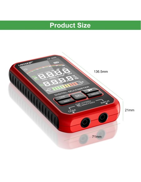 Multímetro digital Noyafa NF625 |  Dimensiones, tamaño Multímetro digital Noyafa NF625 |  Dimensiones, tamaño
