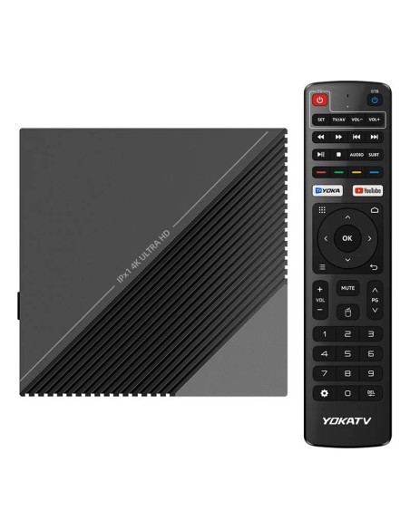YokaTV IPx1 | Reproductor multimedia Android para streaming 4K UHD | Receptor IPTV YokaTV IPx1 y mando a distancia IR