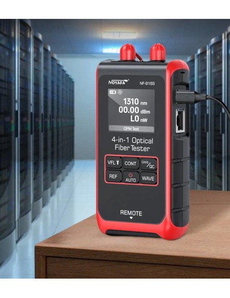 Probador de fibra óptica: Medidor de Potencia Óptica, VFL, Probador red y cabezales RJ45 | Cargador USB-C incluido Probador de fibra óptica: Medidor de Potencia Óptica, VFL, Probador red y cabezales RJ45 | Cargador USB-C incluido