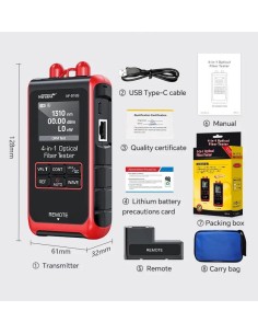 Probador de fibra óptica 4 en 1: OPM, VFL, Red RJ45, Crimpado - Noyafa NF916S | Capuchón conectores, pantalla, botones, remoto 2
