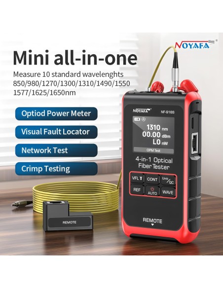 Probador de fibra óptica multiusos: OPM, VFL, Red RJ45, Crimpado - Noyafa NF916S | Todo en uno Probador de fibra óptica multiusos: OPM, VFL, Red RJ45, Crimpado - Noyafa NF916S | Todo en uno