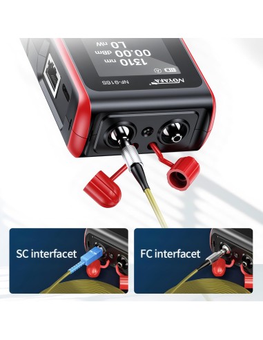 Probador de fibra Multifunción  NF916S | Medidor de Potencia Óptica, Localizador Visual de Fallas | Interfaz cable SC, cable FC