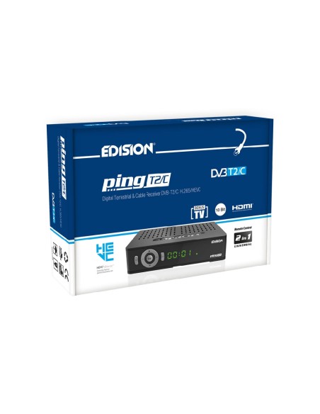 Edision ping T2/C - Receptor digital TDT & Cable | Caja, embalaje Edision ping T2/C - Receptor digital TDT & Cable | Caja, embalaje