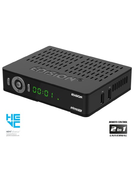Edision ping T2/C - Receptor digital Terrestre & Cable | Panel delantero (on/off, vol +-, canal +-, ok, menú), Lateral (2x USB) Edision ping T2/C - Receptor digital Terrestre & Cable | Panel delantero (on/off, vol +-, canal +-, ok, menú), Lateral (2x USB)