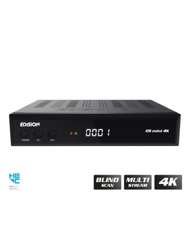 Edision OS mini 4K S2x - Receptor satélite Linux E2 | Panel frontal: encendido/apagado, canal +/-, pantalla LED