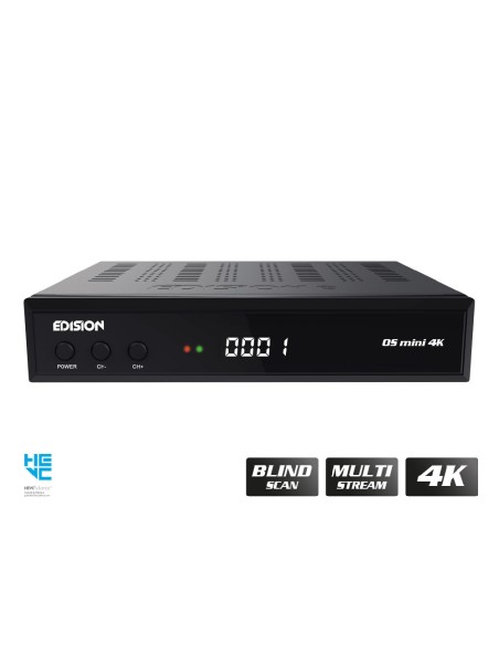 Edision OS mini 4K S2x - Receptor satélite Linux E2 | Panel frontal: encendido/apagado, canal +/-, pantalla LED Edision OS mini 4K S2x - Receptor satélite Linux E2 | Panel frontal: encendido/apagado, canal +/-, pantalla LED