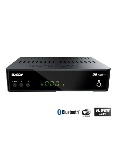 Edision OS nino + | Receptor HD Linux E2 | Panel frontal: encendido/apagado, canal +/-, pantalla LED