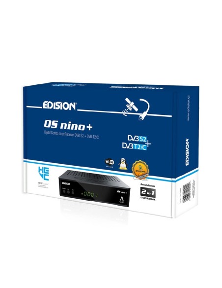 Edision OS nino+ | Receptor HD Linux E2 | Caja versión Combo DVB-S + DVB-T2/C receiver, WiFi, Bluetooth, Open ATV Inside