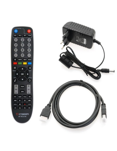 Receptor Octagon SF8008 V3 Supreme Combo - Accesorios incluidos (mando a distancia programable, fuente alimentación, cable HDMI)