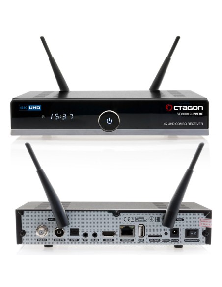 Receptor Octagon SF8008 V3 Supreme Combo - Frontal y trasera - Chasis metálico