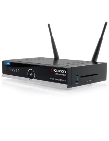 Octagon SF8008 V3 Supreme Combo - Frontal y lateral: USB 3.0 y Lector de tarjetas CA (Common Access, para tarjetas de abonado)