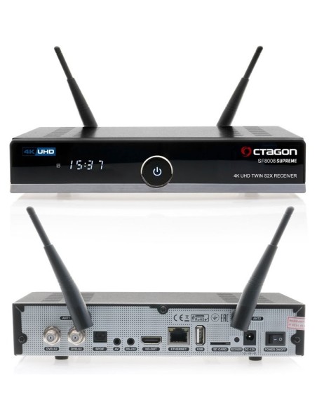 Receptor Octagon SF8008 V3 Supreme Combo - Frontal y trasera - Chasis metálico