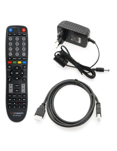 Receptor Octagon SF8008 V3 Supreme Twin - Accesorios incluidos (mando a distancia programable, fuente alimentación, cable HDMI)