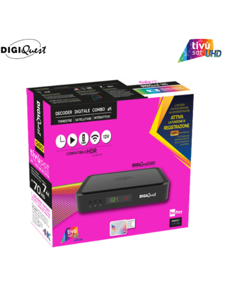 Tivùsat 4K Ultra HD: Decodificador certificado DigiQuest Q80 - Caja Tivùsat 4K Ultra HD: Decodificador certificado DigiQuest Q80 - Caja