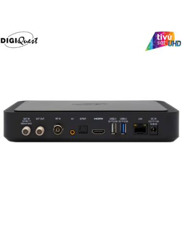 Tivùsat 4K Ultra HD: Decodificador certificado DigiQuest Q80 - Trasera