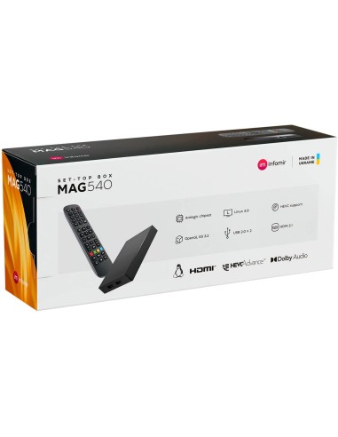 MAG540 Set-Top Box | Receptor IPTV | Trasera caja, características