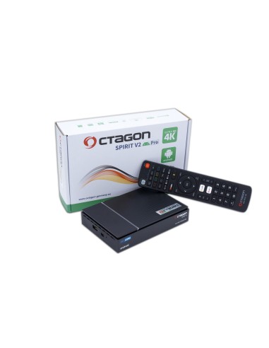 Octagon Spirit V2 Pro Android TV | OTT IPTV Box | TV Box, mando a distancia Bluetooth con control por voz y caja