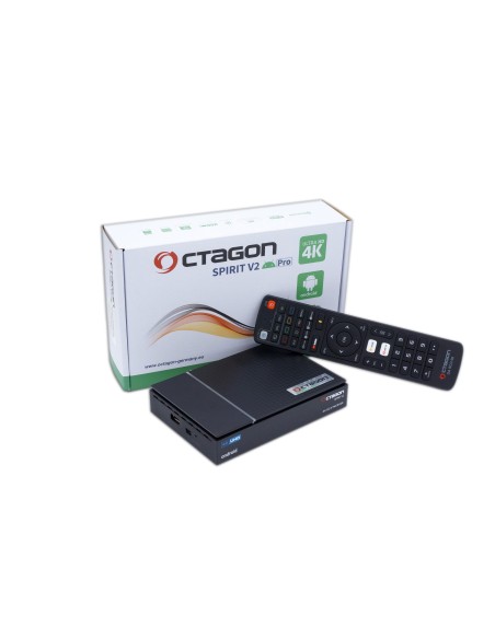 Octagon Spirit V2 Pro Android TV | OTT IPTV Box | TV Box, mando a distancia Bluetooth con control por voz y caja