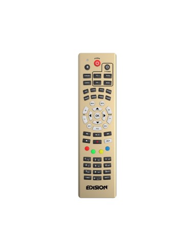 Mando a distancia Edision Universal 1 Alu Dorado | EDI-RCU UNIVERSAL 1 ALU Gold, vista frontal mostrando todos los botones