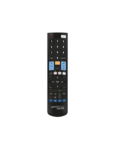 🛒 Comprar mando a distancia universal JollyLine Made for You DUAL 4:1, vista frontal mostrando todos los botones y funciones 🛒 Comprar mando a distancia universal JollyLine Made for You DUAL 4:1, vista frontal mostrando todos los botones y funciones