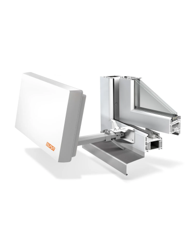 Antena plana Selfsat H22D2+ | Instalación en el marco de una ventana, con brazo de soporte ajustable