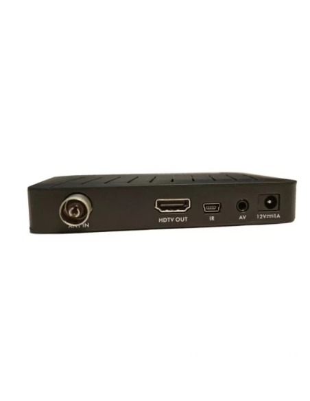 Decodificador para TDT HD Opticum HD AXC 300 Mini | Trasera: ANT IN, Salida HDMI, IR, AV, Alimentación 12v