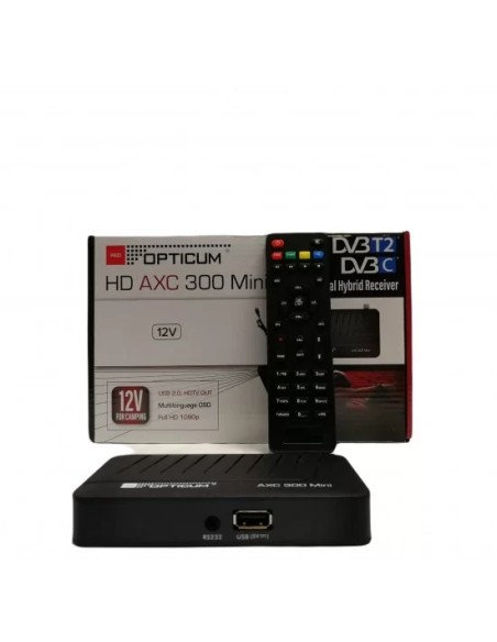 Decodificador para TDT HD Opticum HD AXC 300 Mini | Caja, receptor TDT HD Ultra compacto, mando a distancia