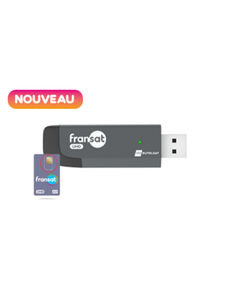 Clé TV Fransat UHD: USB para ver los canales franceses de la TNT por satélite vía Eutelsat 5ºO | Incl. tarjeta