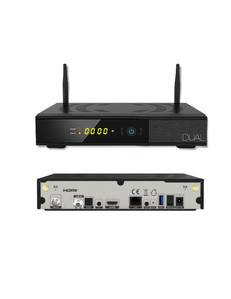 Viark Dual | Frontal y Trasera del receptor - Conexiones decodificador Satélite y TDT 4K UHD con Android